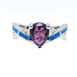 Load image into Gallery viewer, Bonnie Ring Purple Pear Blue Fire Opal Cubic Zirconia Women Ginger Lyne - 9
