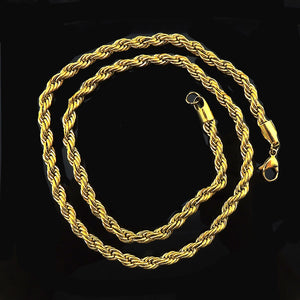 Gold Twisted Rope Chain Necklace Hip Hop Men Women Ginger Lyne Collection - 18 Inch Gold