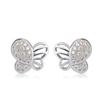 Load image into Gallery viewer, Butterfly Stud Earrings Gold Plated Cubic Zirconia for Girls and Women - Gold
