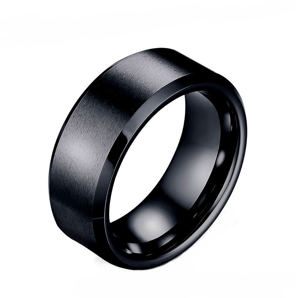 8mm Wedding Band Ring Womens Mens Black Stainless Steel Ginger Lyne - Black,7