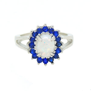 Reese Statement Engagement Ring Fire Opal Blue Cu Womens Ginger Lyne - 6