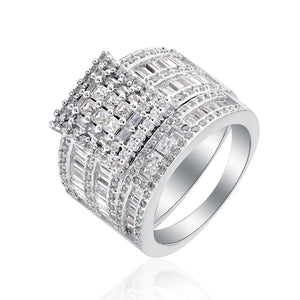 Camilla Bridal Set Womens Sterling Silver CZ Engagement Ring Ginger Lyne - 7
