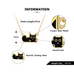 Load image into Gallery viewer, Black Cat Earrings Necklace or Set Gold Sterling Silver Girls Ginger Lyne - Set
