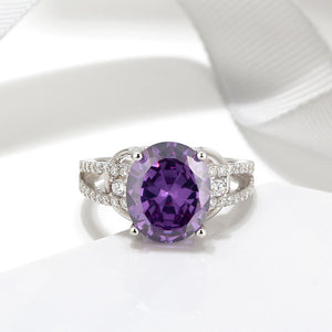 Purple Cz Engagement Statement Ring Sterling Silver Womens Ginger Lyne - 6