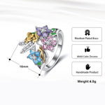 Load image into Gallery viewer, Fairy Winged Angel Ring Flower Cubic Zirconia Girls Women Ginger Lyne
