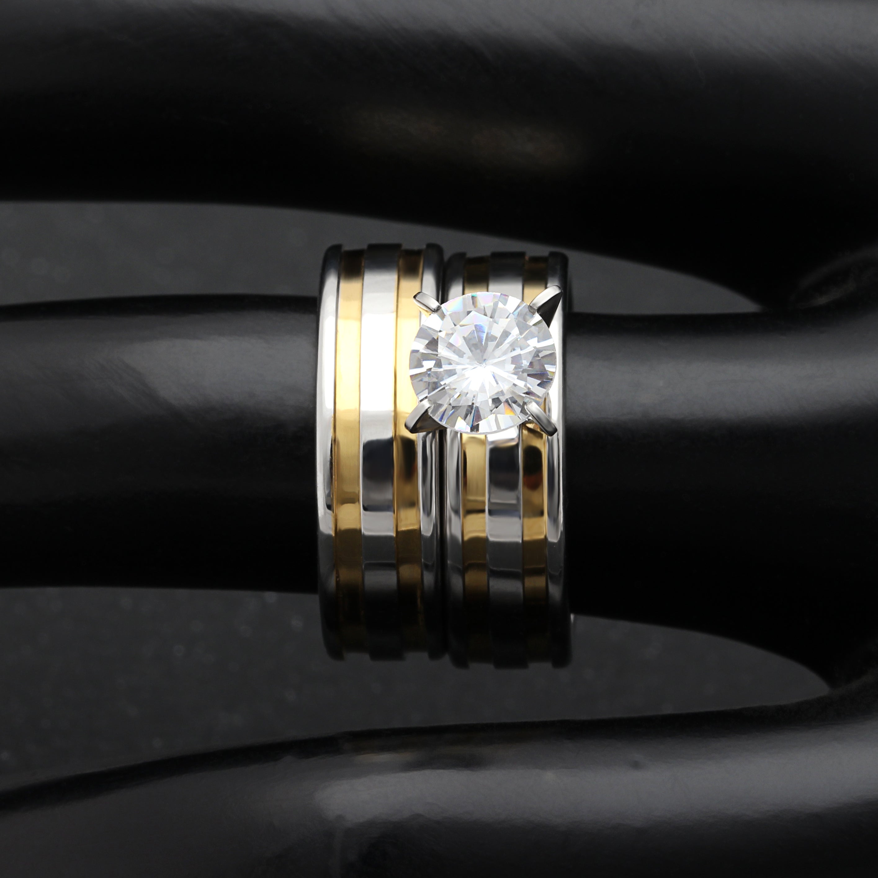 Fawn Bridal Set Stainless Steel Engagement Ring Band Women Ginger Lyne - 10.5