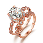 Load image into Gallery viewer, Amara Bridal Set Engagement Ring Wedding Band Cubic Zirconia Ginger Lyne - Rose Gold,9
