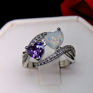 Cora Heart Ring Created Fire Opal Purple Cz Promise Women Ginger Lyne Collection - 10