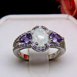 Load image into Gallery viewer, Chelsey Ring Pink Oval Shape Fire Opal Purple Cz Womens Ginger Lyne - Pink,10

