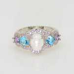 Load image into Gallery viewer, Riley Statement Ring White Fire Opal Purple Blue Cz Womens Ginger Lyne Collection - 11
