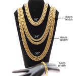 Load image into Gallery viewer, Cuban Link Chain Necklace Gold Stainless Steel Hip Hop Men Women Ginger Lyne - Gold-5mm-8

