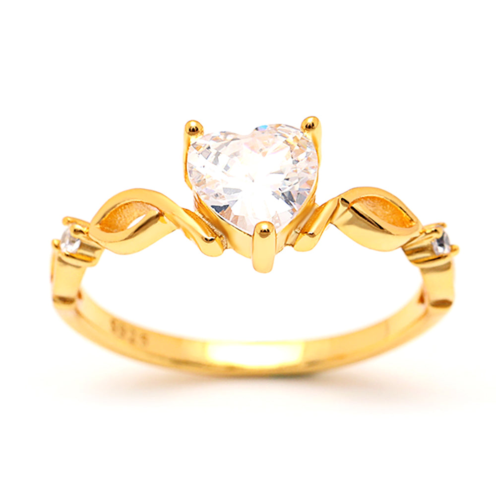 Allie Engagement Ring Cz Heart Gold Sterling Silver Women Ginger Lyne - Gold,8