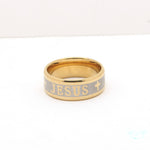 Load image into Gallery viewer, Jesus Cross Wedding Band Ring Stainless Steel Mens Womens Ginger Lyne - 10
