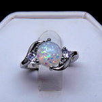 Load image into Gallery viewer, Oneonta Statement Ring Created Fire Opal Clear Cz Womens Ginger Lyne - 11

