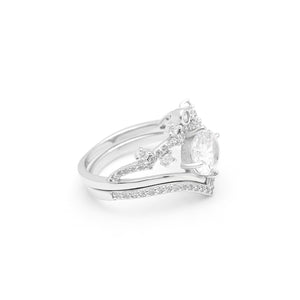 Lyona Bridal Set Womens Cz Sterling Silver Engagement Ring Ginger Lyne Collection - 6