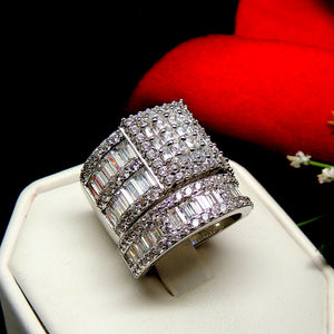 Camilla Bridal Set Womens Sterling Silver CZ Engagement Ring Ginger Lyne - 6