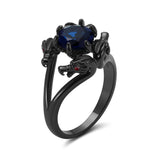 Load image into Gallery viewer, Dragon Ring Gothic Solitaire Cz Black Engagement Ring Girl Ginger Lyne Collection - Blue,9
