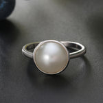 Load image into Gallery viewer, Sterling Silver Simulated Pearl Statement Ring Womens by Ginger Lyne - 6
