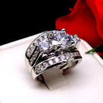 Load image into Gallery viewer, Carli Bridal Set Cz Womens 3 Stone Engagement Ring Band Ginger Lyne - 11
