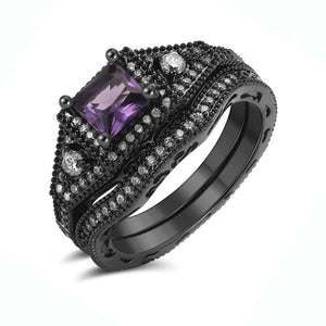 Danielle Bridal Set Cz Black Wedding Engagement Ring Women Ginger Lyne Collection - Black,10