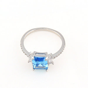 Ruthana Engagement Ring Created Blue Topaz Silver Womens Ginger Lyne - 10