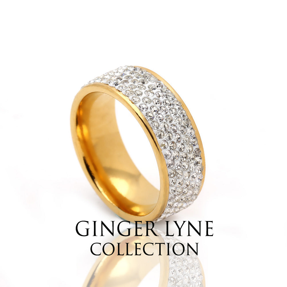 Laytoya Wedding Band Ring 8mm Gold Stainless Steel Womens Ginger Lyne - 10.5