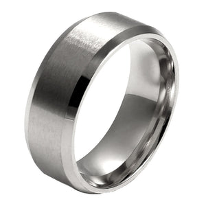 8mm Wedding Band Ring Womens Mens Silver Stainless Steel Ginger Lyne - Silver,8