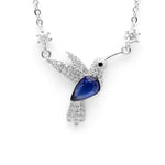 Load image into Gallery viewer, Hummingbird Necklace Sterling Silver Blue Cz Women Ginger Lyne Collection - Necklace
