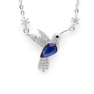 Hummingbird Necklace Sterling Silver Blue Cz Women Ginger Lyne Collection - Necklace