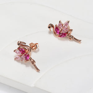 Pink Flamingo Earrings for Women Cz Rose Sterling Silver Girls Ginger Lyne Collection - Earrings