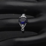 Load image into Gallery viewer, Engagement Birthstone Ring Sterling Silver Cubic Zirconia Womens Ginger Lyne - blue,10

