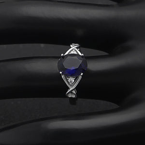 Engagement Birthstone Ring Sterling Silver Cubic Zirconia Womens Ginger Lyne - blue,10