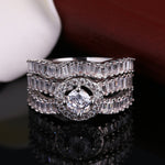 Load image into Gallery viewer, Angelina Bridal Set Cubic Zirconia Engagement Ring Band Womens Ginger Lyne - 10
