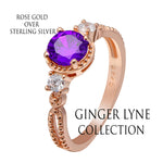 Load image into Gallery viewer, Alexandra Birthstone Ring Rose Gold Sterling Silver Purple CZ Womens Ginger Lyne Collection - Purple,10
