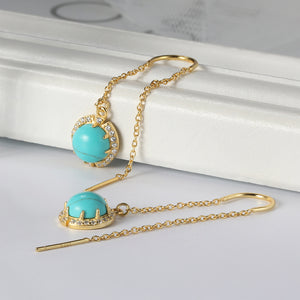 Chain Threader Dangle Earrings Gold Sterling Silver Women Ginger Lyne - Blue