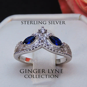 Ansley Anniversary Ring Sterling Silver Blue Cubic Zirconia Ginger Lyne - 11