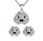Load image into Gallery viewer, Pitbull Dog Necklace Earrings Set Sterling Silver Cz Women Ginger Lyne - Set
