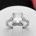 Load image into Gallery viewer, Candra Engagement Ring Women Sterling Silver Emerald Cut Ginger Lyne - 6
