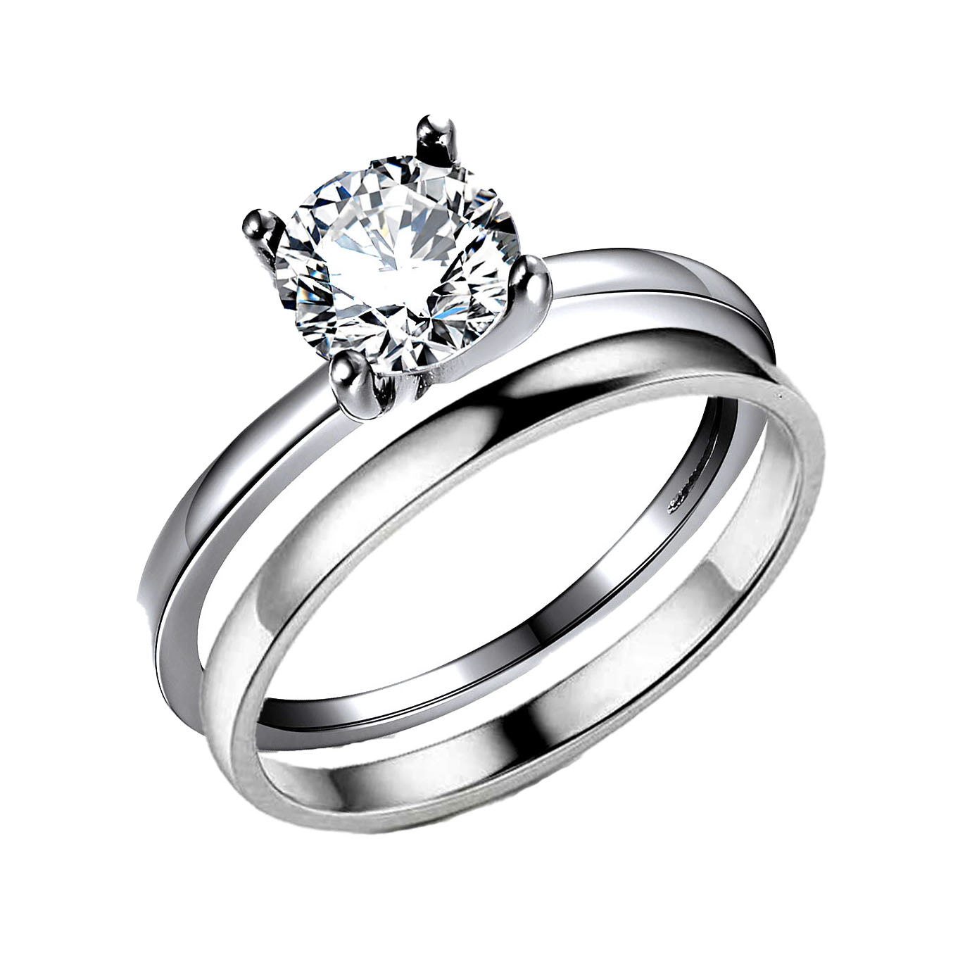 Envy Bridal Set Solitaire Engagement Ring Wedding Band Sterling Silver Ginger Lyne - 10