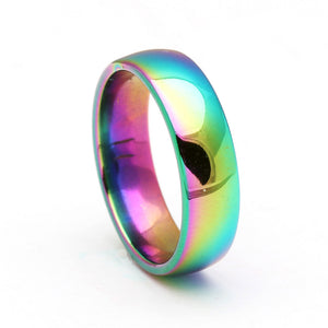 6mm Wedding Band Women Mens Rainbow Stainless Steel Ring Ginger Lyne - 6mm Rainbow,10.5