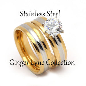 Tabitha Bridal Set Stainless Steel Engagement Ring Womens Ginger Lyne - 10.5