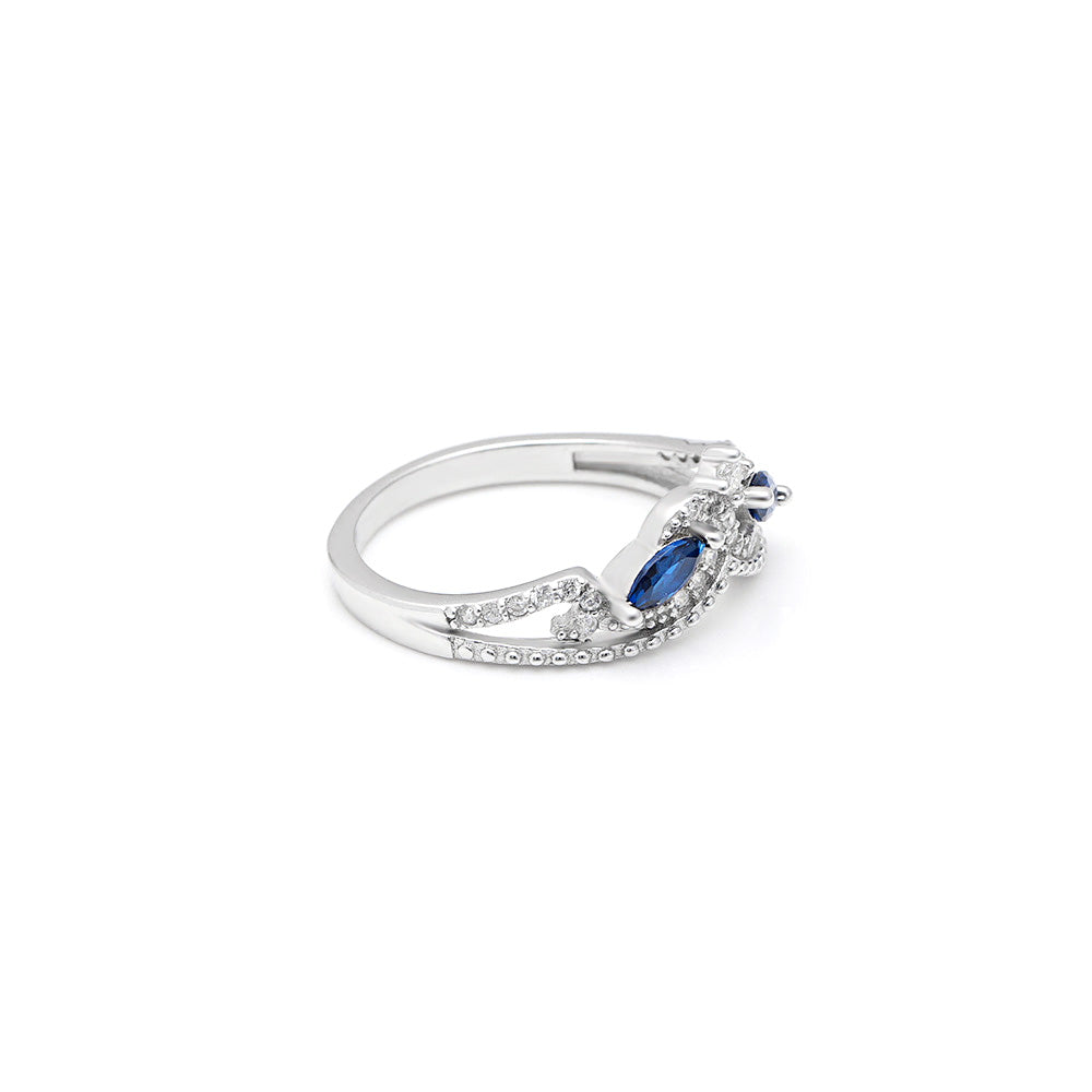 Ansley Anniversary Ring Sterling Silver Blue Cubic Zirconia Ginger Lyne - 11