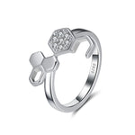 Load image into Gallery viewer, Honeycomb Series Ring Cz Sterling Silver Bee Jewelry Girls Ginger Lyne - 6
