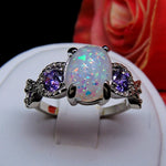Load image into Gallery viewer, Tatum Statement Ring Oval Shape Fire Opal Purple Cz Womens Ginger Lyne - 10

