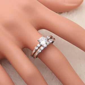 La Sha Bridal Set Sterling Silver Cz Engagement Ring Women Ginger Lyne - 10