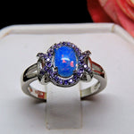 Load image into Gallery viewer, Cheyna Statement Ring Blue Fire Opal Purple CZ Ginger Lyne Collection - 10
