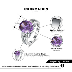 Purple Cz Engagement Statement Ring Sterling Silver Womens Ginger Lyne - 6
