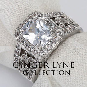 Desiree Engagement Ring Halo Women Emerald Cubic Zirconia Ginger Lyne - 10