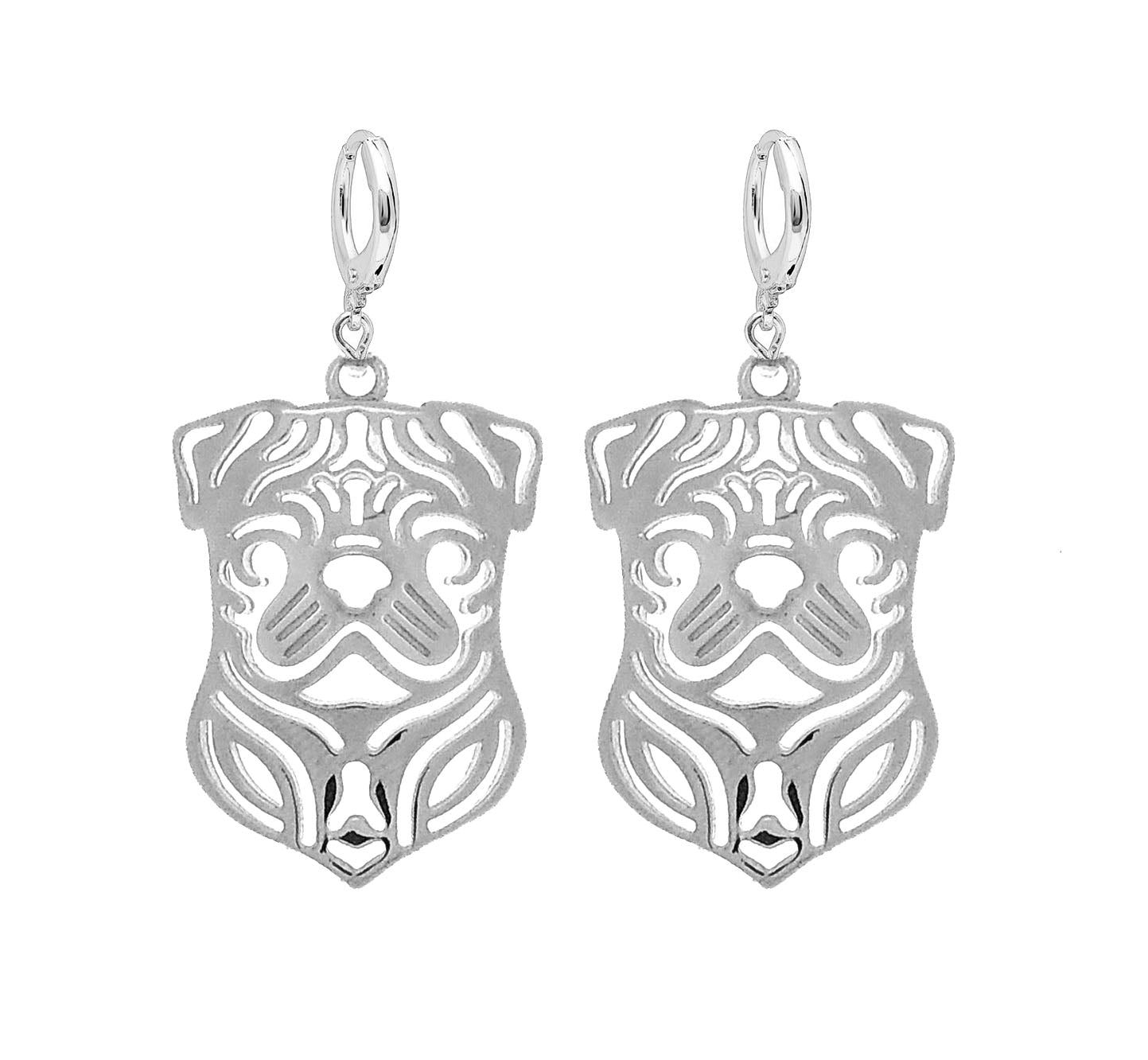 Pug Dog Dangle Earrings Sterling Silver Womens Ginger Lyne Collection - Earrings