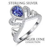 Load image into Gallery viewer, Crown Engagement Enhancer Ring Blue Cz Sterling Silver Womens Ginger Lyne - 6
